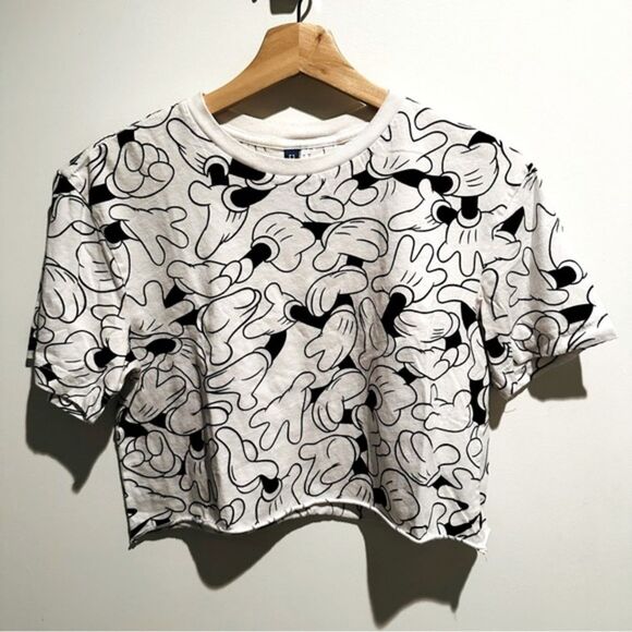 H&M x Disney Mickey Mouse Hands Cropped T-Shirt Size XS graphic cartoon anime - Picture 1 of 4